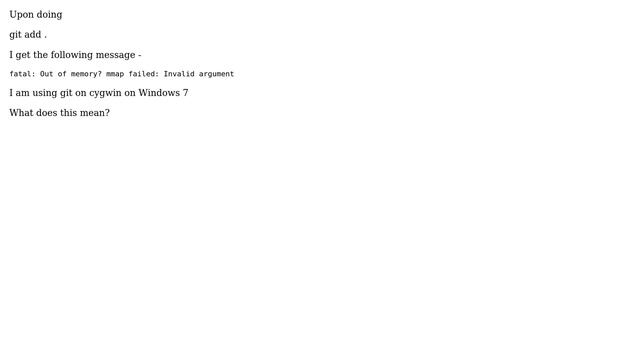 fatal: Out of memory? mmap failed: Invalid argument смотреть онлайн