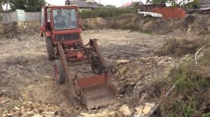 Самодельный погрузчик на трактор Т16. Планировка грунта.