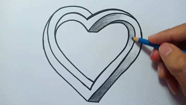 How to draw a 3D Heart step by step easy смотреть онлайн