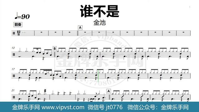 【金牌乐手网】1242.金池 - 谁不是 鼓谱 动态鼓谱 смотреть онлайн