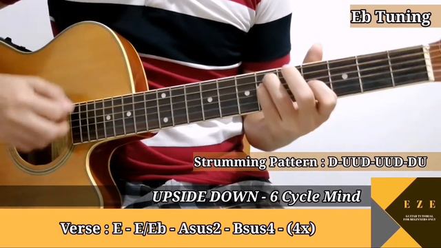 UPSIDE DOWN - 6 CYCLE MIND / Easy Chords Tutorial / No Barre Chords 🤟🎸 смотреть онлайн
