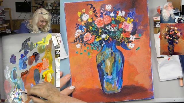 Bouquet in a Persian Vase Acrylic Painting with Ginger Cook смотреть онлайн