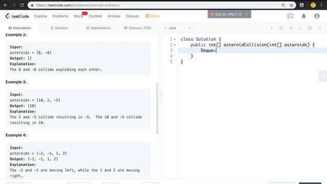 LeetCode 735. Asteroid Collision Explantion and Solution смотреть онлайн