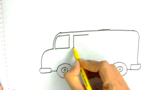 How to draw a school bus in easy steps for children, kids, beginners смотреть онлайн