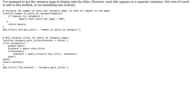 Wordpress: Displaying list of posts in category page смотреть онлайн