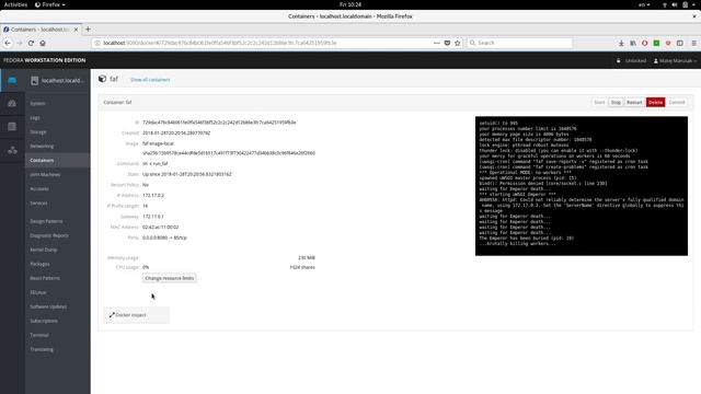 Docker inspect in Cockpit смотреть онлайн