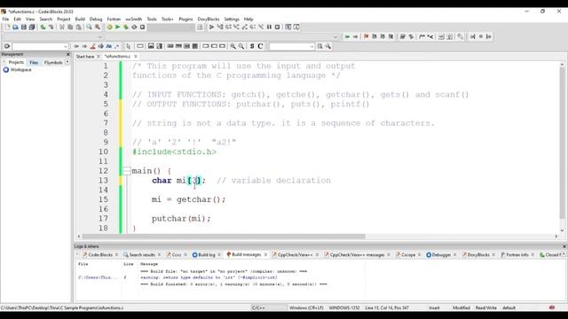 Input & Output Functions | getch getche getchar gets scanf putchar puts printf | C Programming смотреть онлайн