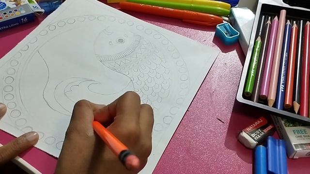 Self Made Madhubani Fish Sketch Art l Part-1 ll Mansi Art Work смотреть онлайн