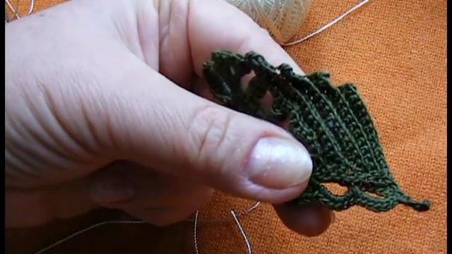 Вязание ирландского кружева Листик "Жар птица" смотреть онлайн