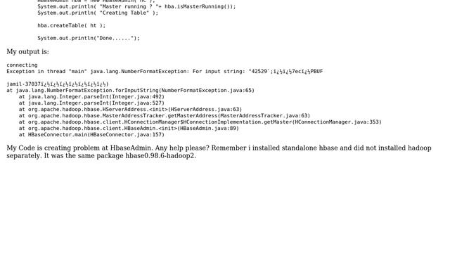 Unable to Connect to Hbase using Java смотреть онлайн