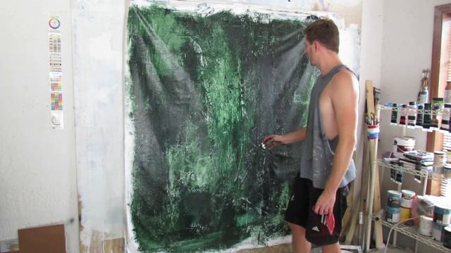 Huge GREEN abstract painting! Acrylics with Texturing смотреть онлайн