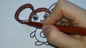 Как нарисовать Чебурашку. Учимся рисовать вместе. Раскраска для детей Чебурашка.
