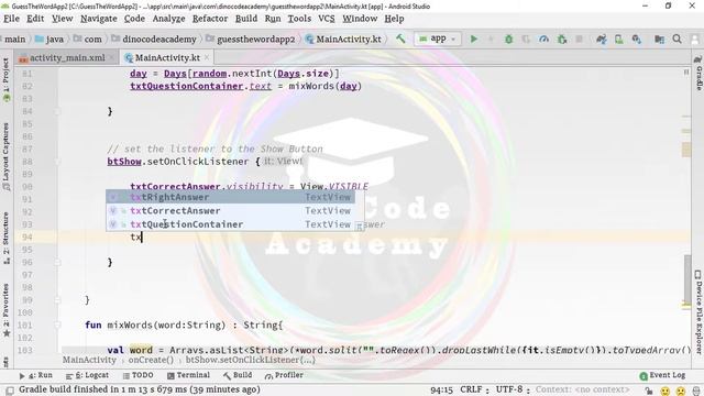 How to create a Guess the Word App in Android by using Kotlin Part 5 | Adding Word Shuffle Logic. смотреть онлайн