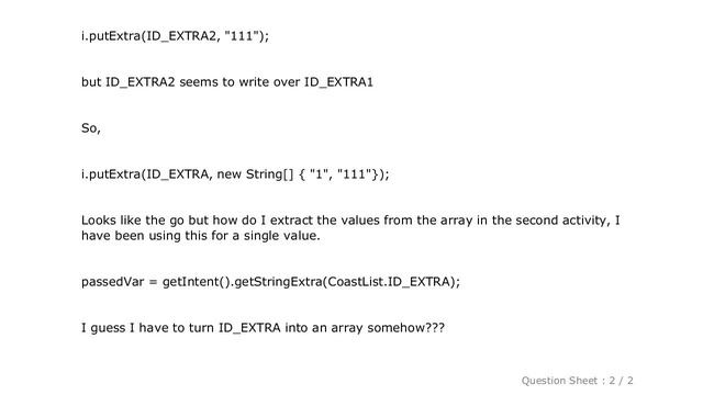 Android : Android, Can I use putExtra to pass multiple values смотреть онлайн