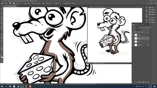 Draw a mouse cartoon in Adobe Photoshop with Wacom tablet cth-480 смотреть онлайн