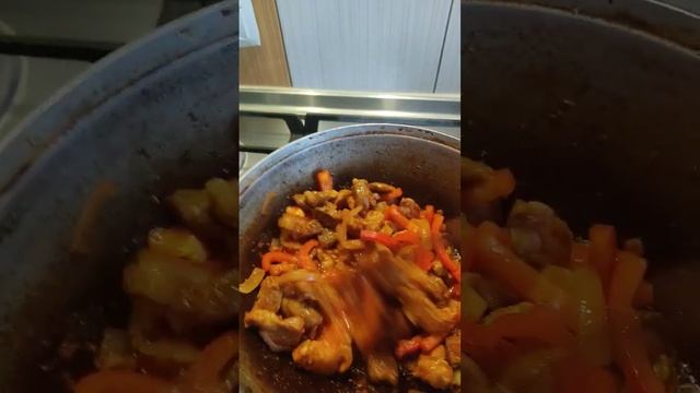 Грузинский картофельный суп соуз, в процессе