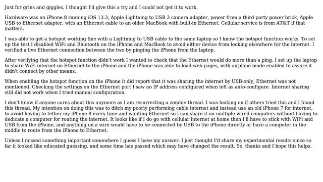 Apple: Connecting My Laptop To IPhone HotSpot Using Ethernet Adapter (2 Solutions!!)