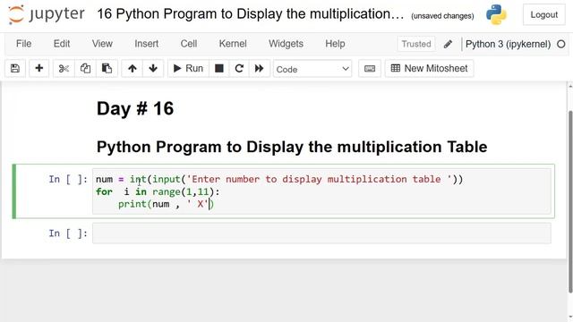 Python Program to Display the Multiplication Table | Python Practice Programming Tutorial Day - 16 смотреть онлайн