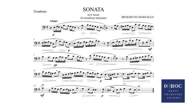 Marcello SONATA №2 in E minor - MOV I Adagio - for trombone and piano. Trombone Solo play along смотреть онлайн