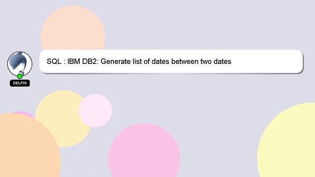 SQL : IBM DB2: Generate list of dates between two dates смотреть онлайн
