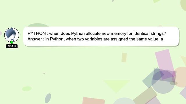 PYTHON : when does Python allocate new memory for identical strings? смотреть онлайн