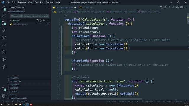 34. Implementation of beforeEach and afterEach methods in the Test Suite - Jasmine Testing смотреть онлайн