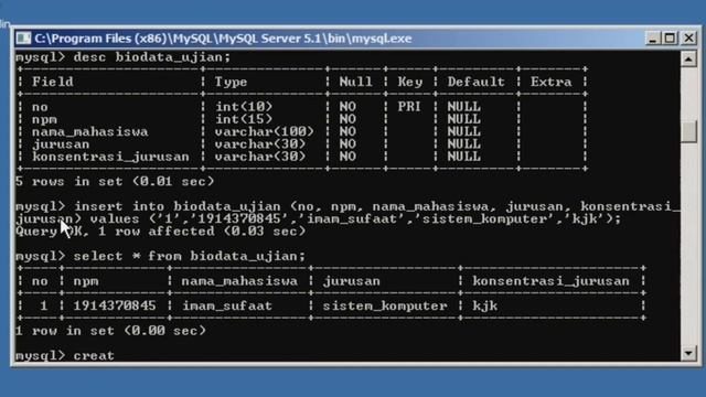 Membuat Database Nilai Ujian Dan Database Biodata ujian Menggunakan MYSQL Windows Server 2008 R2 смотреть онлайн