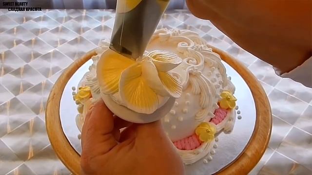 КАК СДЕЛАТЬ ТРОПИЧЕСКИЙ ЦВЕТОК ИЗ КРЕМА, how to make a cream flower смотреть онлайн