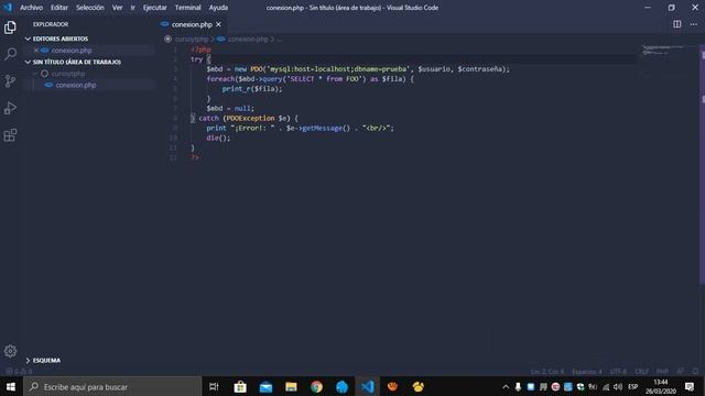 CONEXIÓN BASE DE DATOS PHP + PDO смотреть онлайн