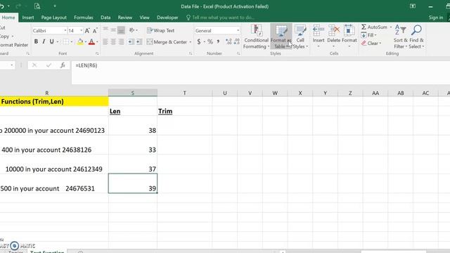 MS Excel LEN & TRIM functions (How to remove extra spaces & count no. of characters in your data) смотреть онлайн