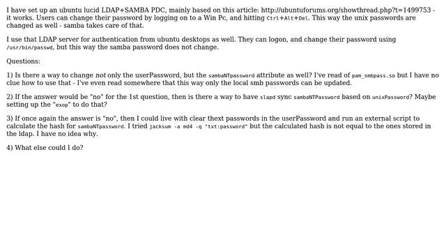 How to have samba password changed from linux ldap client? смотреть онлайн