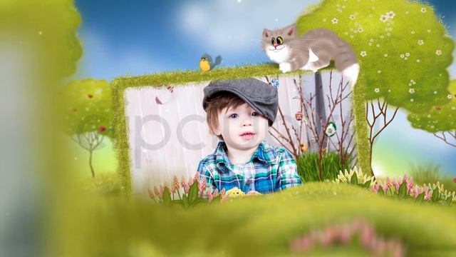 Детское слайд шоу из фотографий. Мультяшный котёнок смотреть онлайн
