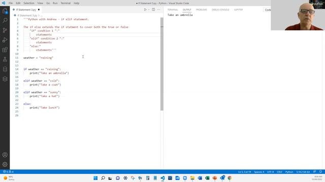 Python If Statement - Multiple selections - if elif else statement смотреть онлайн