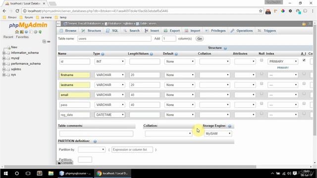 38 creating dbs and tables with phpmyadmin gui - PHP and MySQL beginner to developer смотреть онлайн