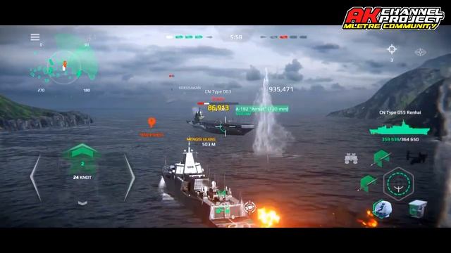CN Type 055 Renhai with new Map⁉️how to get a lot of dollars #ak_channel смотреть онлайн