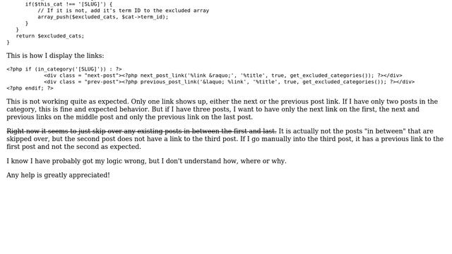 Wordpress: Next/previous post link to posts only within one or more specific categories смотреть онлайн