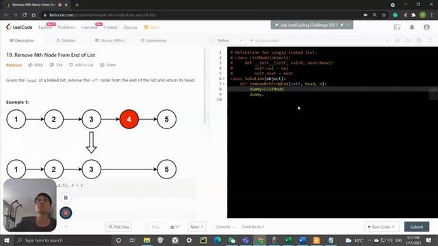 LeetCode 19. Remove Nth Node From End of List | Linked List | Python | FAANG Coding interview смотреть онлайн