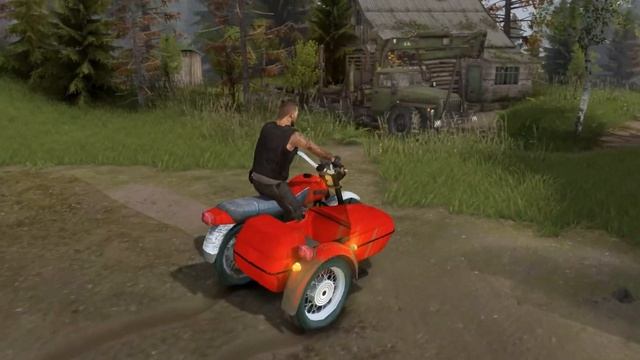 ?Spintires: два колясочных мотоцикла ИМЗ М-62 Урал без привода и ИЖ Планета-5 с приводом коляски смотреть онлайн