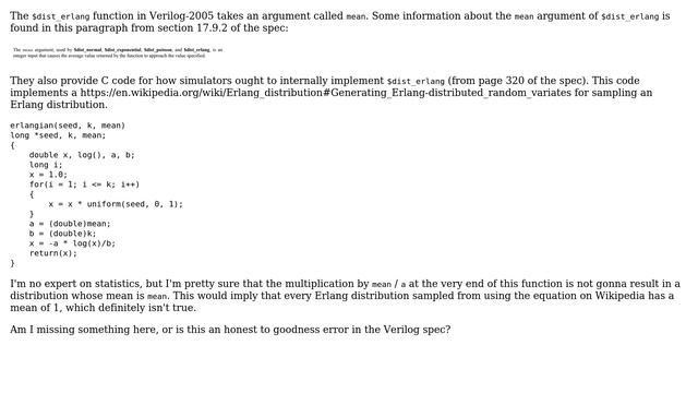 Electronics: Suspicious Definition Of Erlang Distribution In Verilog-2005 Spec