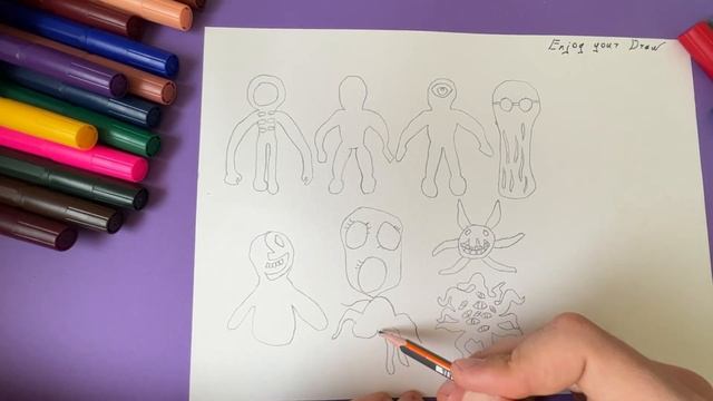 Drawing Roblox DOORS Monsters Step by Step Figure, Seek, Rush, Screech смотреть онлайн