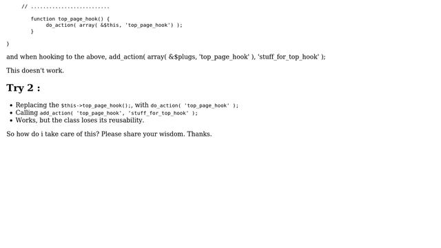 Wordpress: Defining hooks within (php)classes? смотреть онлайн