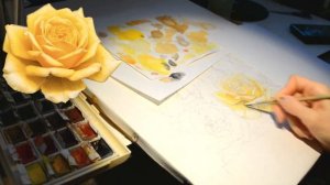 Рисунок желтой розы акварелью. Как рисовать розу?