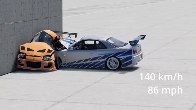 NISSAN SKYLINE GT-R vs TOYOTA SUPRA | REALISTIC CRASH TEST смотреть онлайн
