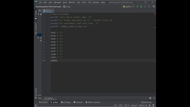 Learn Python (the hard way )| EX7 : More Printing смотреть онлайн