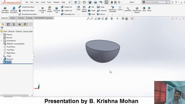 Solidworks: Introduction to Feature Tools Revolve Shell & Rib смотреть онлайн