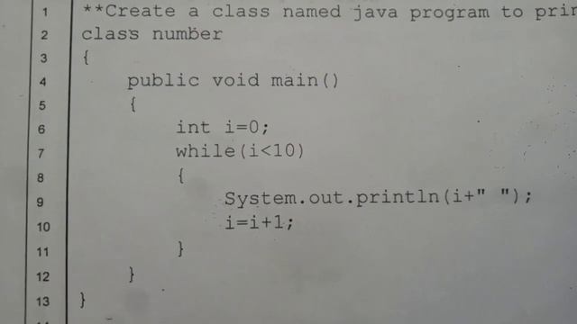 Write a java program to print as follows :0 1 2 3......9 смотреть онлайн