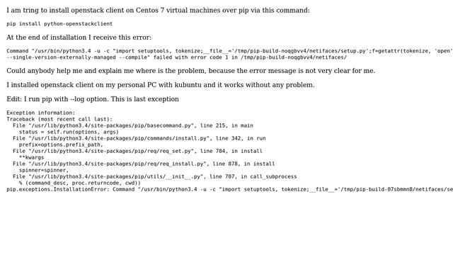 Unix & Linux: Error during installation over pip (2 Solutions!!) смотреть онлайн