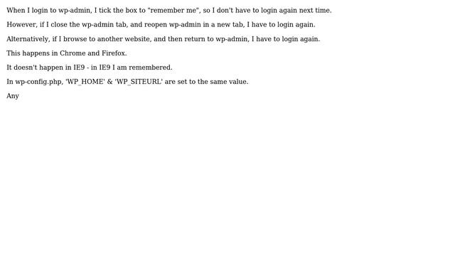 Wordpress: wp-admin won't "remember me" in Chrome & Firefox смотреть онлайн
