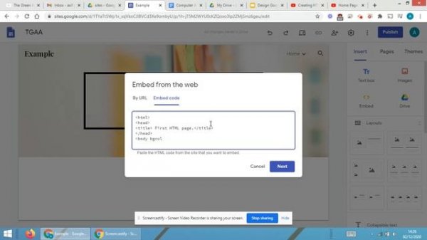 Embedding HTML code in Google Sites