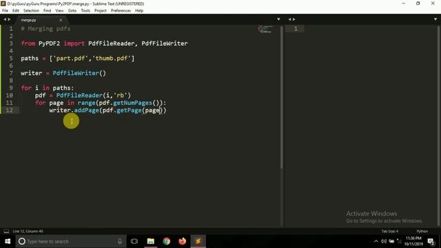 pyPDF 5 | Merging two or more pdf files | pyGuru смотреть онлайн
